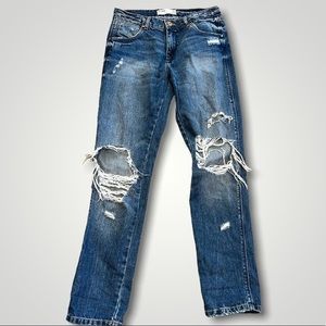 ZARA TRF denim jeans destroyed ripped size 4